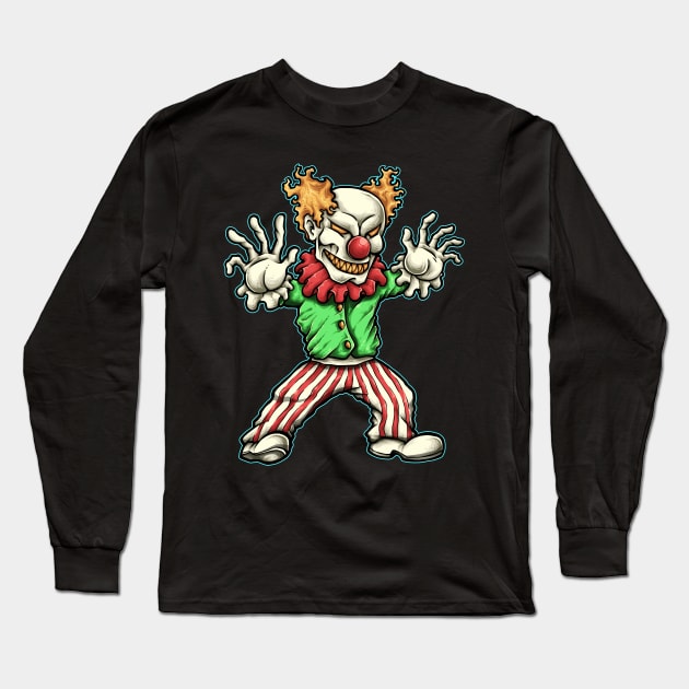 Scary Clown Long Sleeve T-Shirt by Surta Comigo